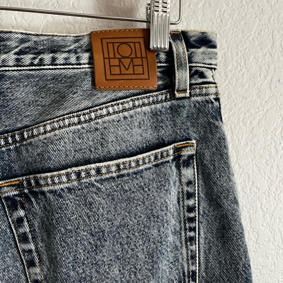 Toteme Twisted Seam Straight Wide Leg Jeans 29 Worn Wash Blue - Picture 7 of 12